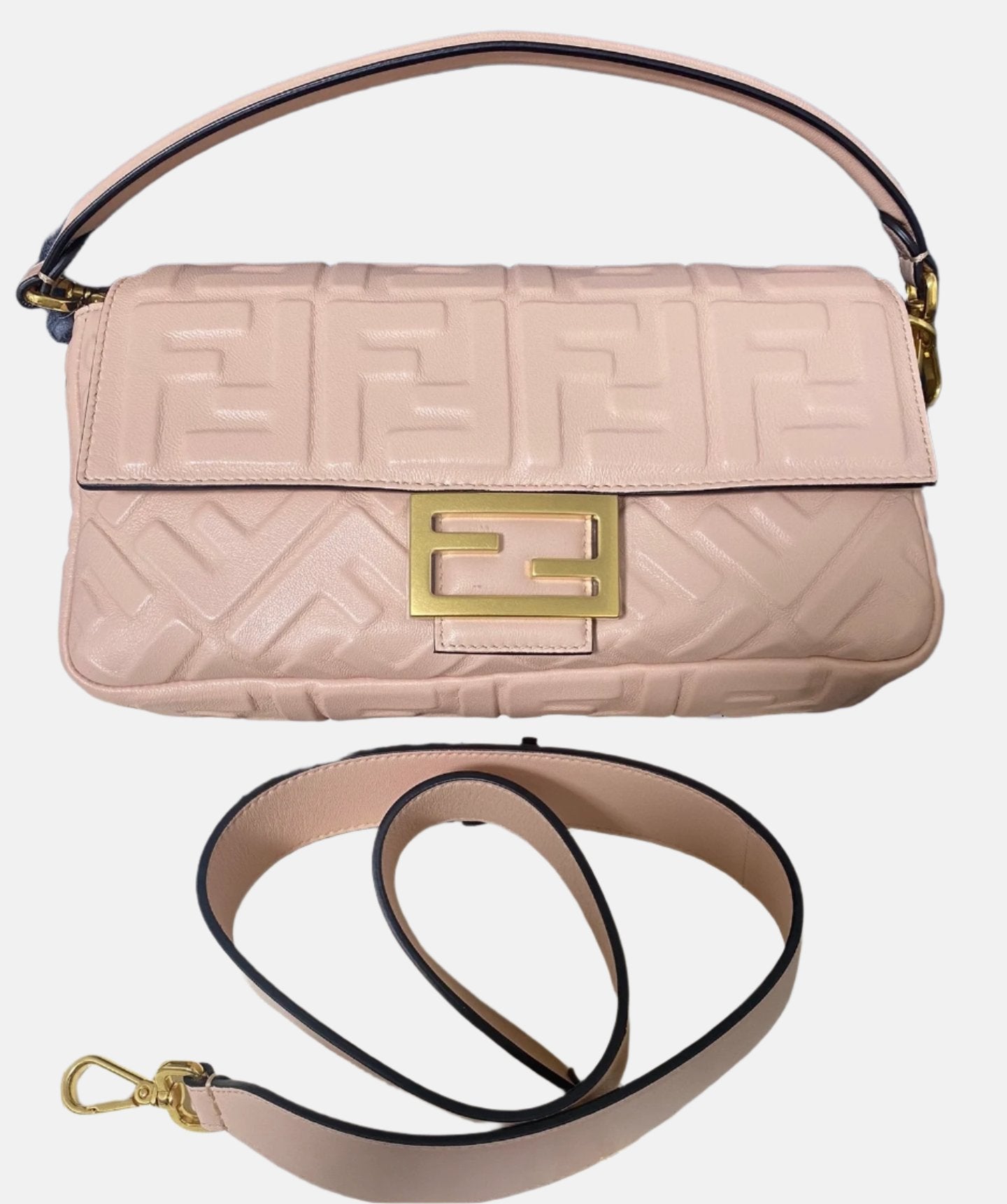 Fendi Baguette Lambskin Leather Crossbody Bag Medium Pink