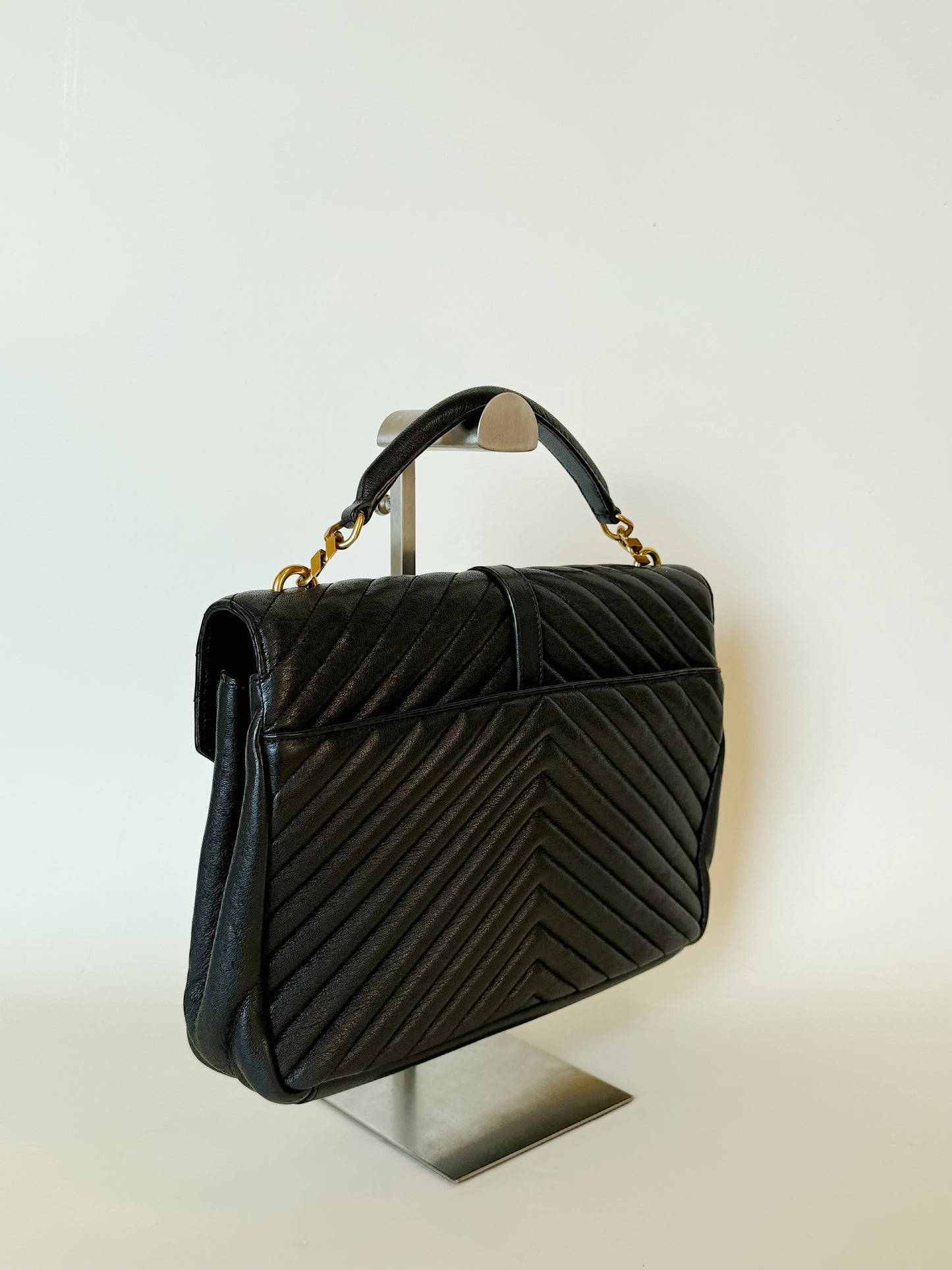 Saint Laurent Grain De Matelasse chevron monogram Stachel (Bundle with Louis Vuitton Clutch)