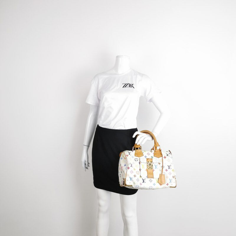 Louis Vuitton x Takashi Murakami Speedy 30 Lock White Multicolor