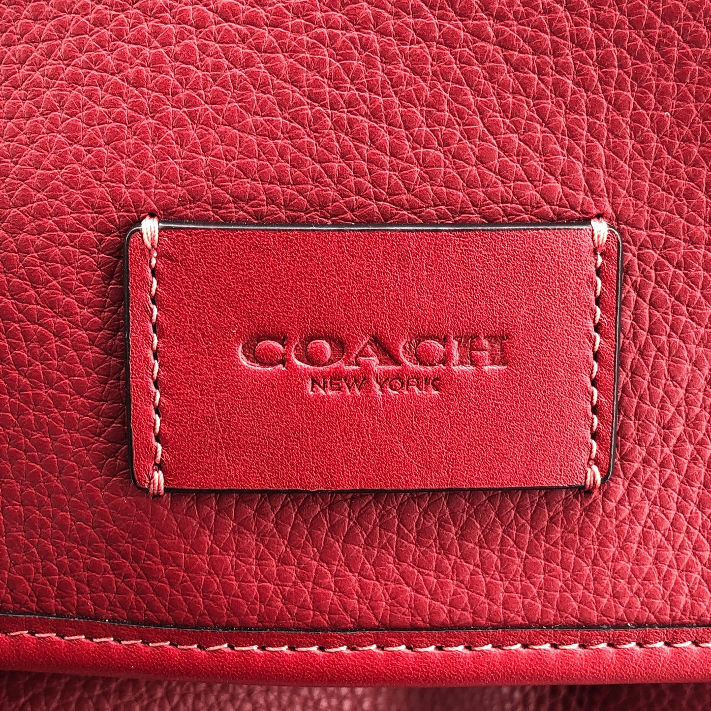 Coach Signature Canvas & Leather Flap Backpack Bag Red
