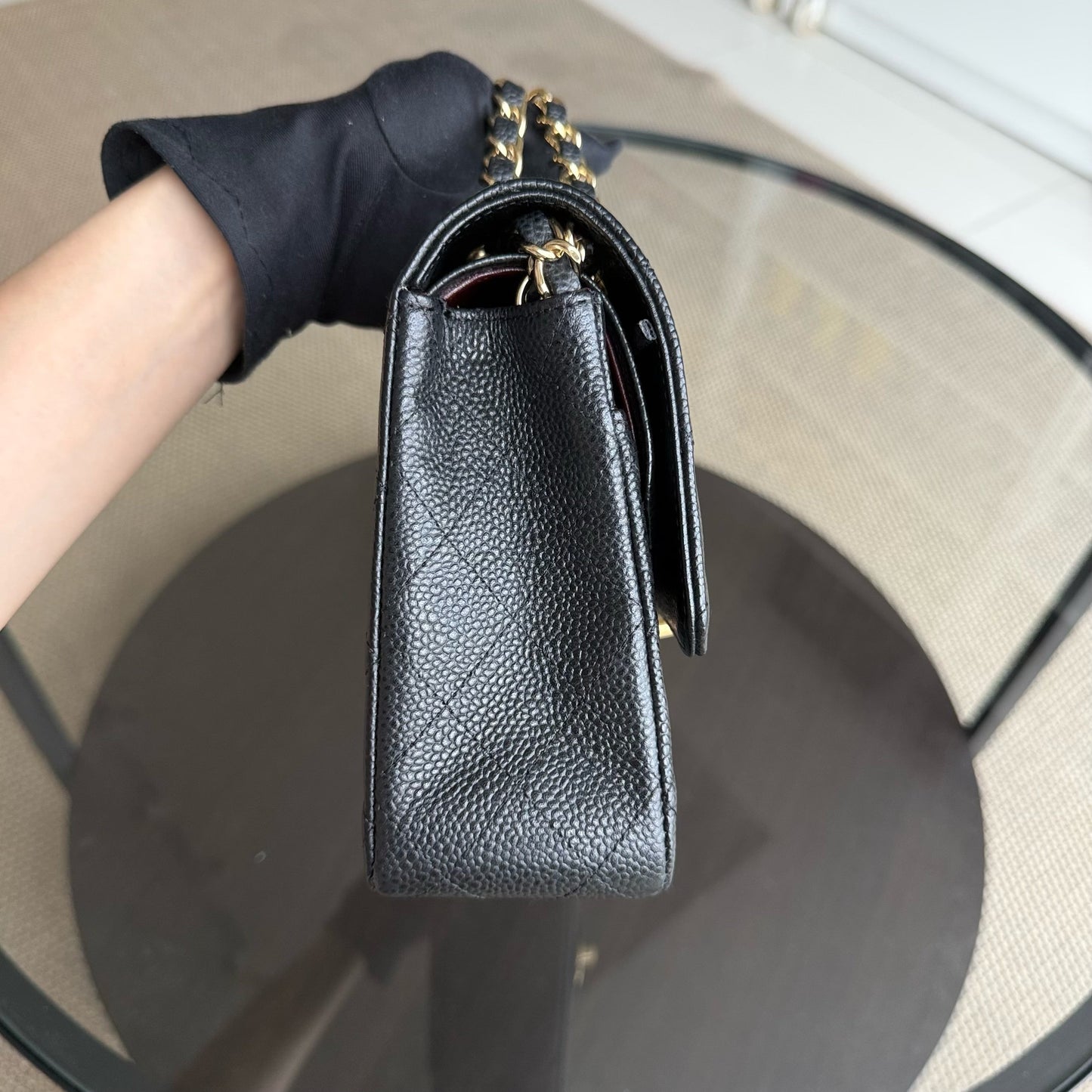 Chanel Classic Flap Medium - Caviar 25CM Quilted Black Gold Hardware Series 21