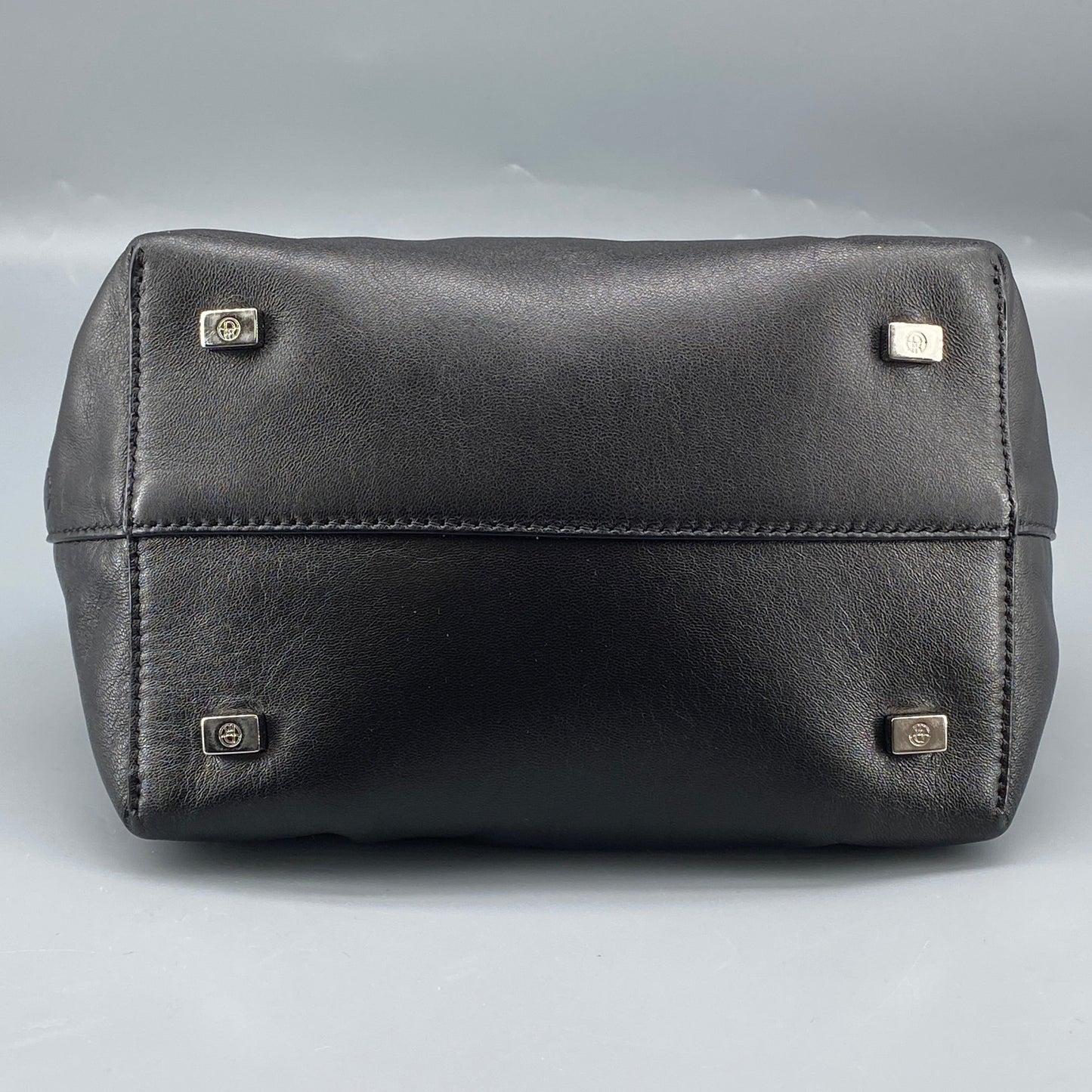 The Row Double Circle Bag Soft Black Leather Shoulder Bag