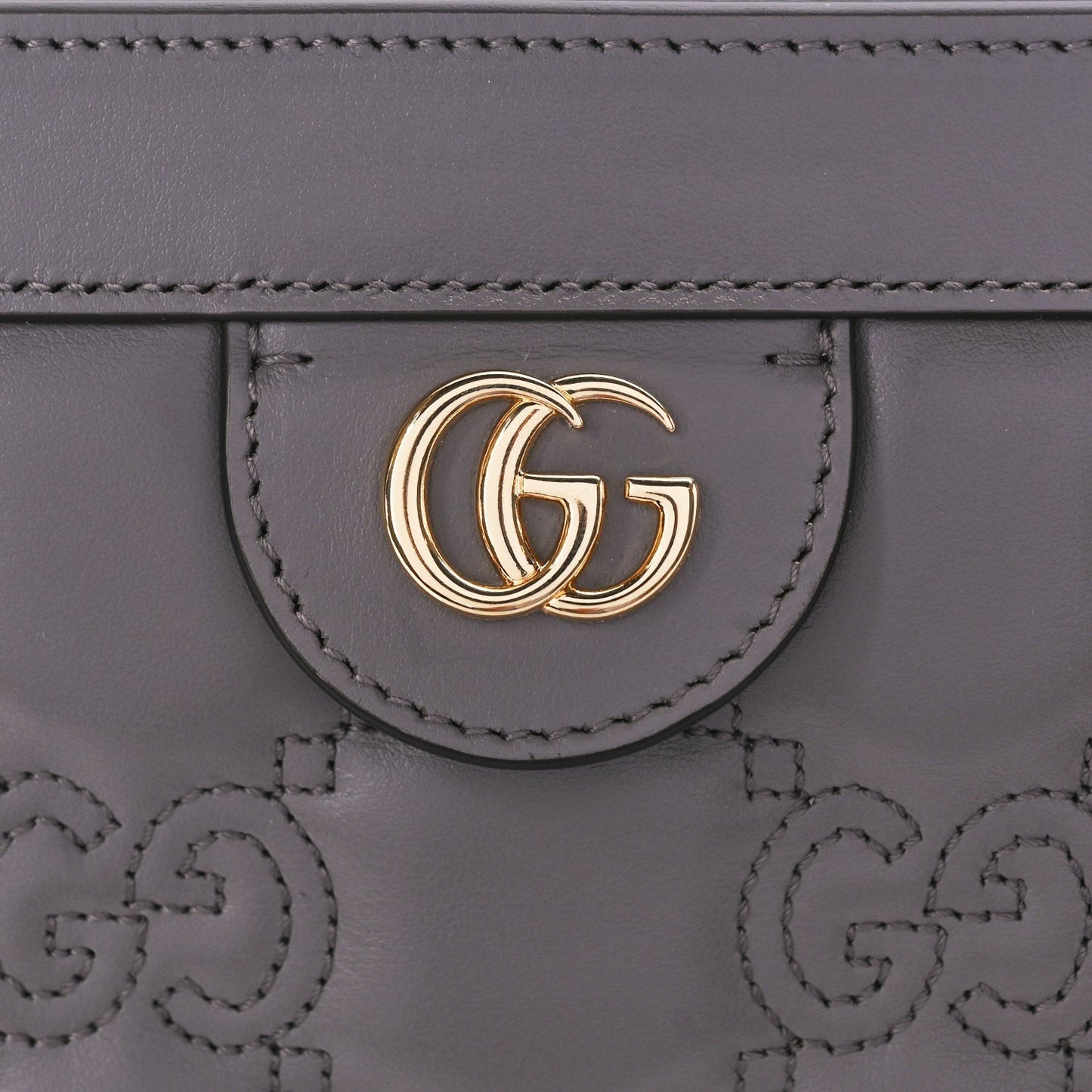 Gucci Calfskin GG Matelasse Small Slim Chain Shoulder Bag  Dusty Grey