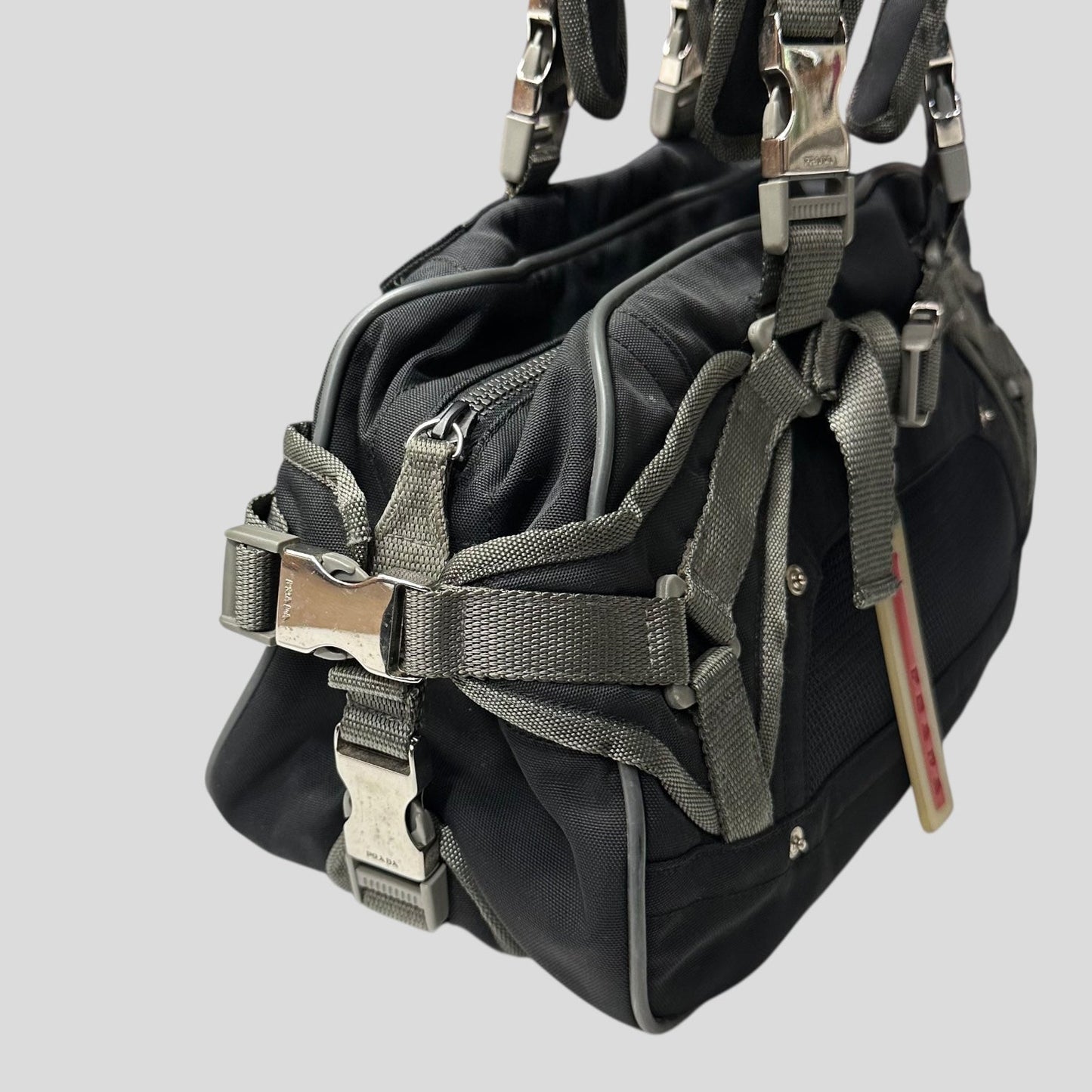 Prada Sport 00’s Lightning Strap Bondage Metal Buckle Mesh + Nylon Bag