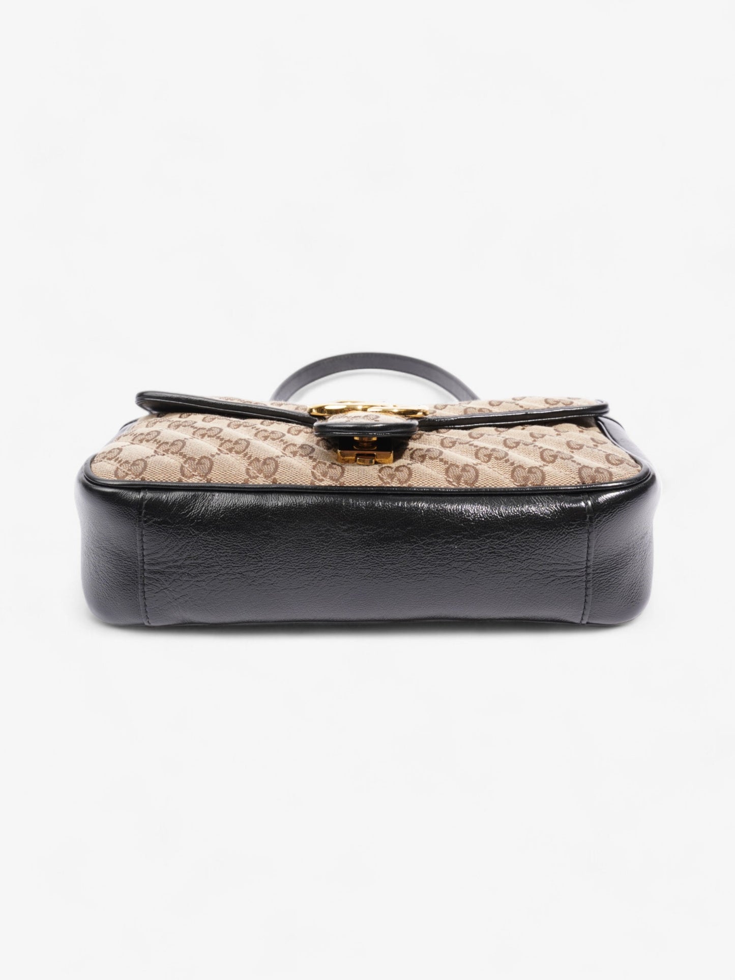 Gucci Marmont Flap Beige And Ebony GG Supreme / Black Canvas Small