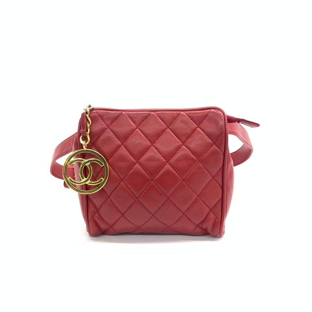 Chanel Vintage Belt Bag Mini Red Lambskin Leather Gold-tone Hardware