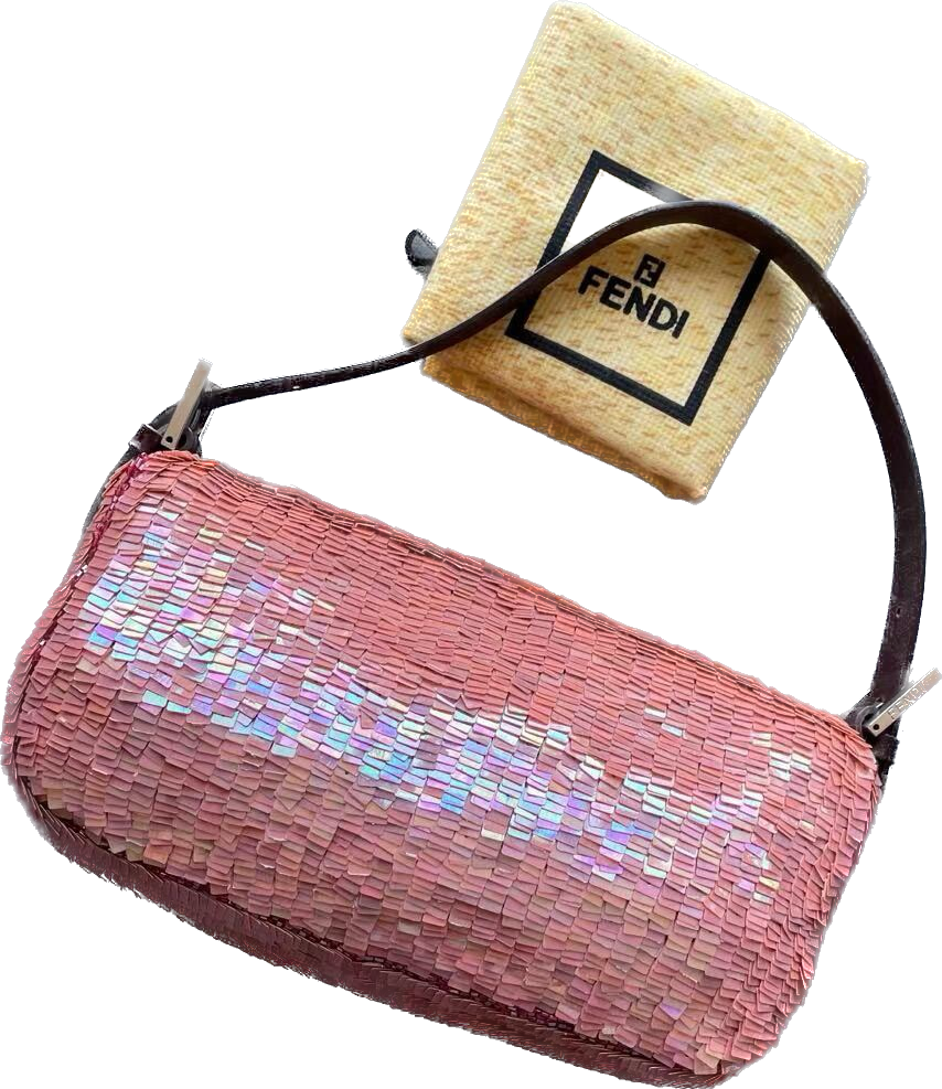 Fendi Baguette Glitter Pink square sequins