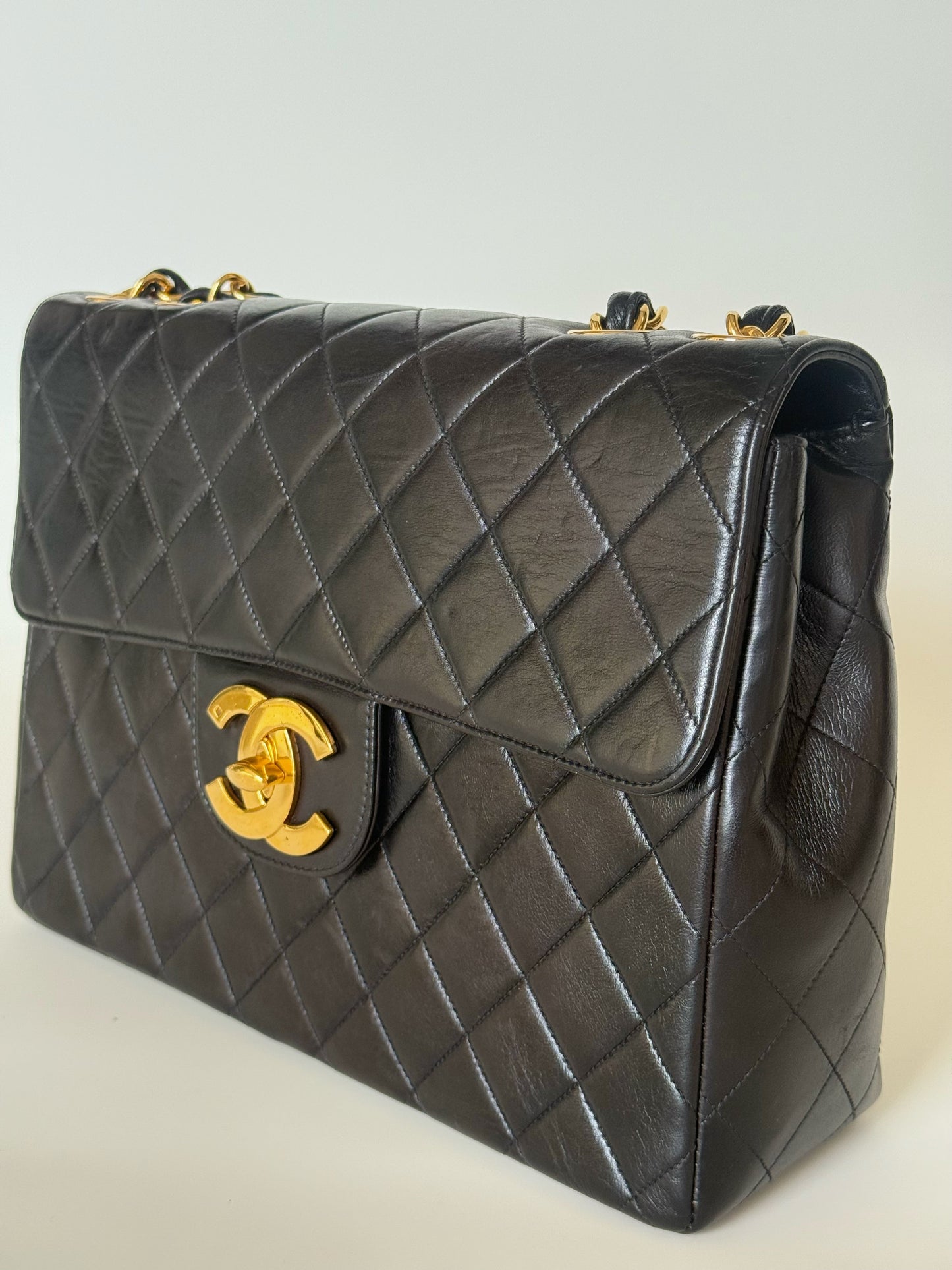 Chanel  Quilted Lambskin Classic Single Flap Bag Jumbo Black