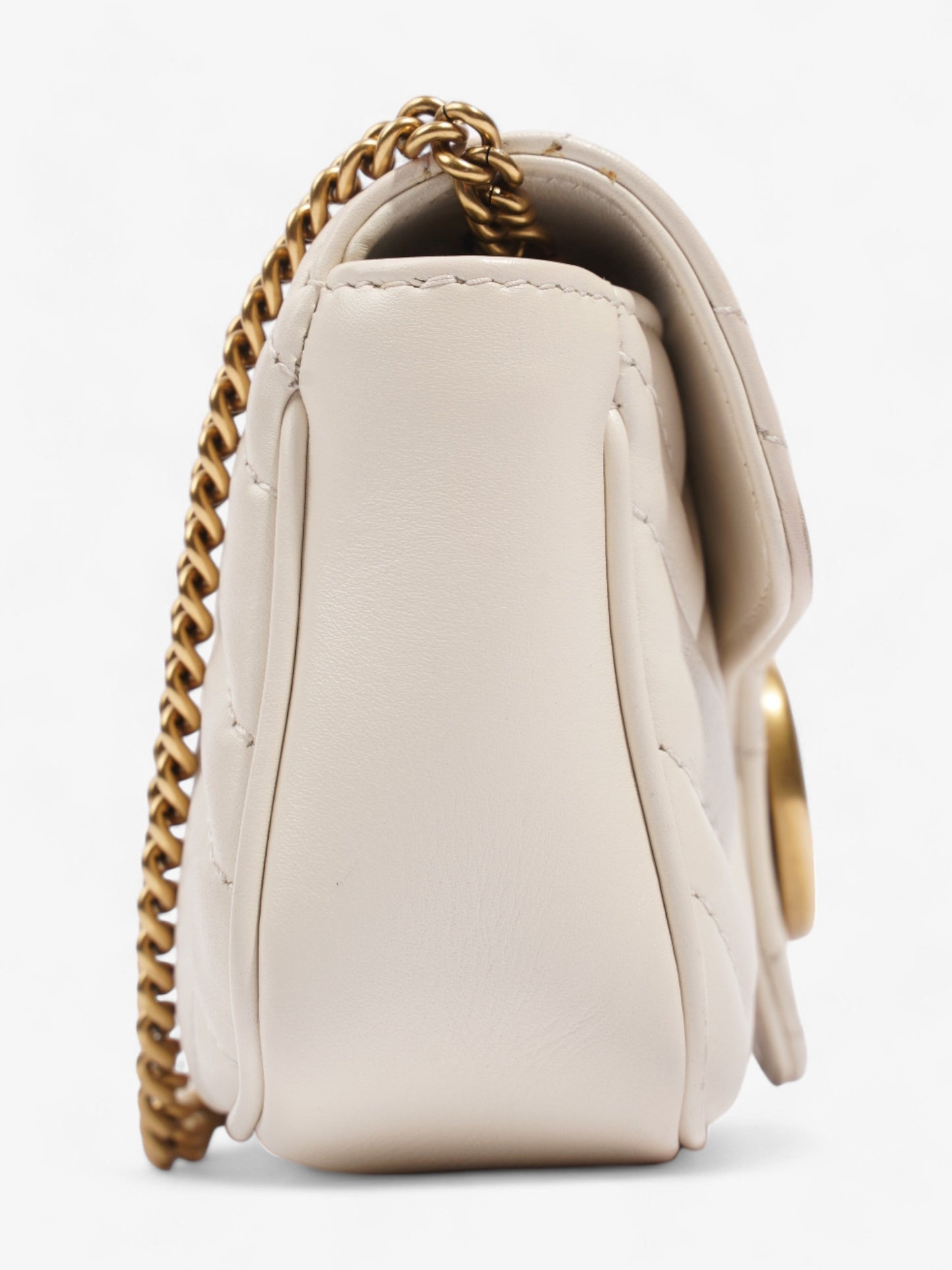 Gucci GG Marmont Super Mini Light Grey Matelasse Leather