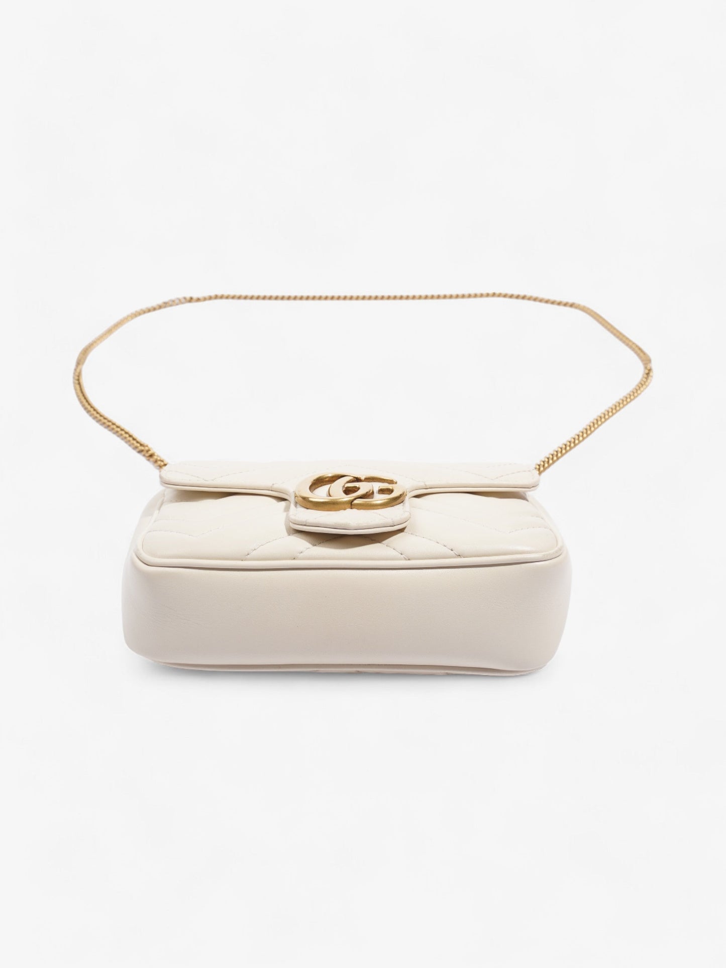 Gucci GG Marmont Super Mini Light Grey Matelasse Leather