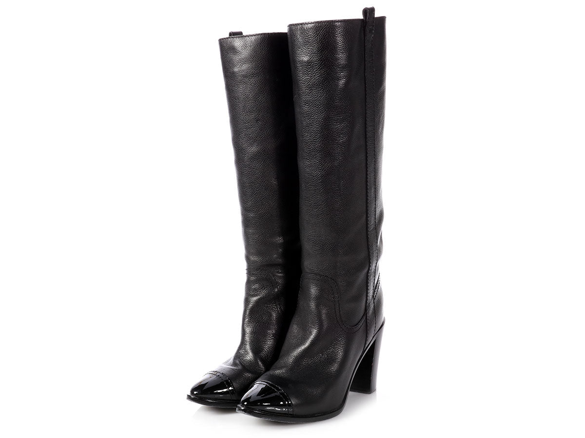 Chanel Black Leather Boots