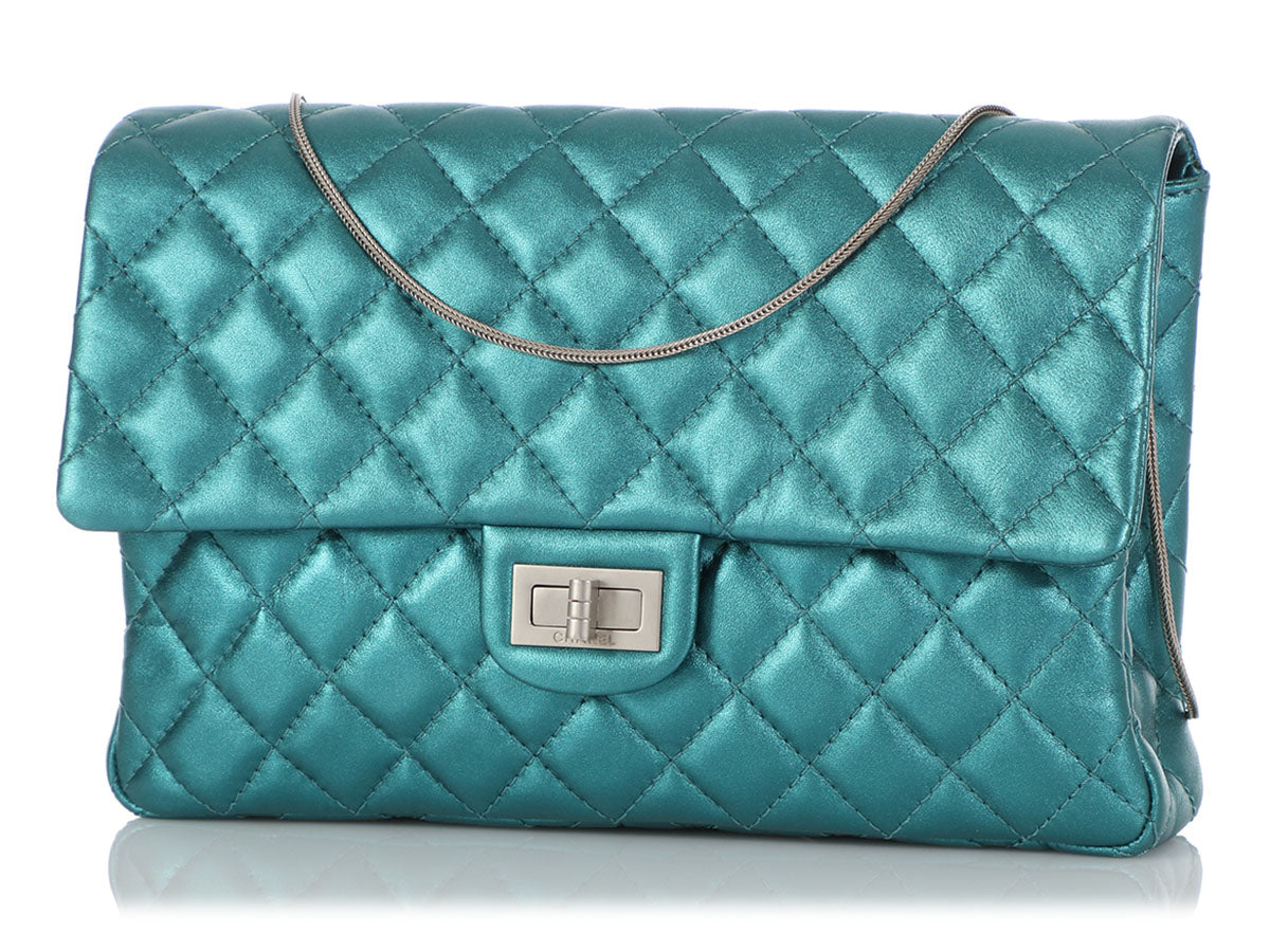 Chanel Metallic Turquoise Quilted Calfskin Reissue Clutch