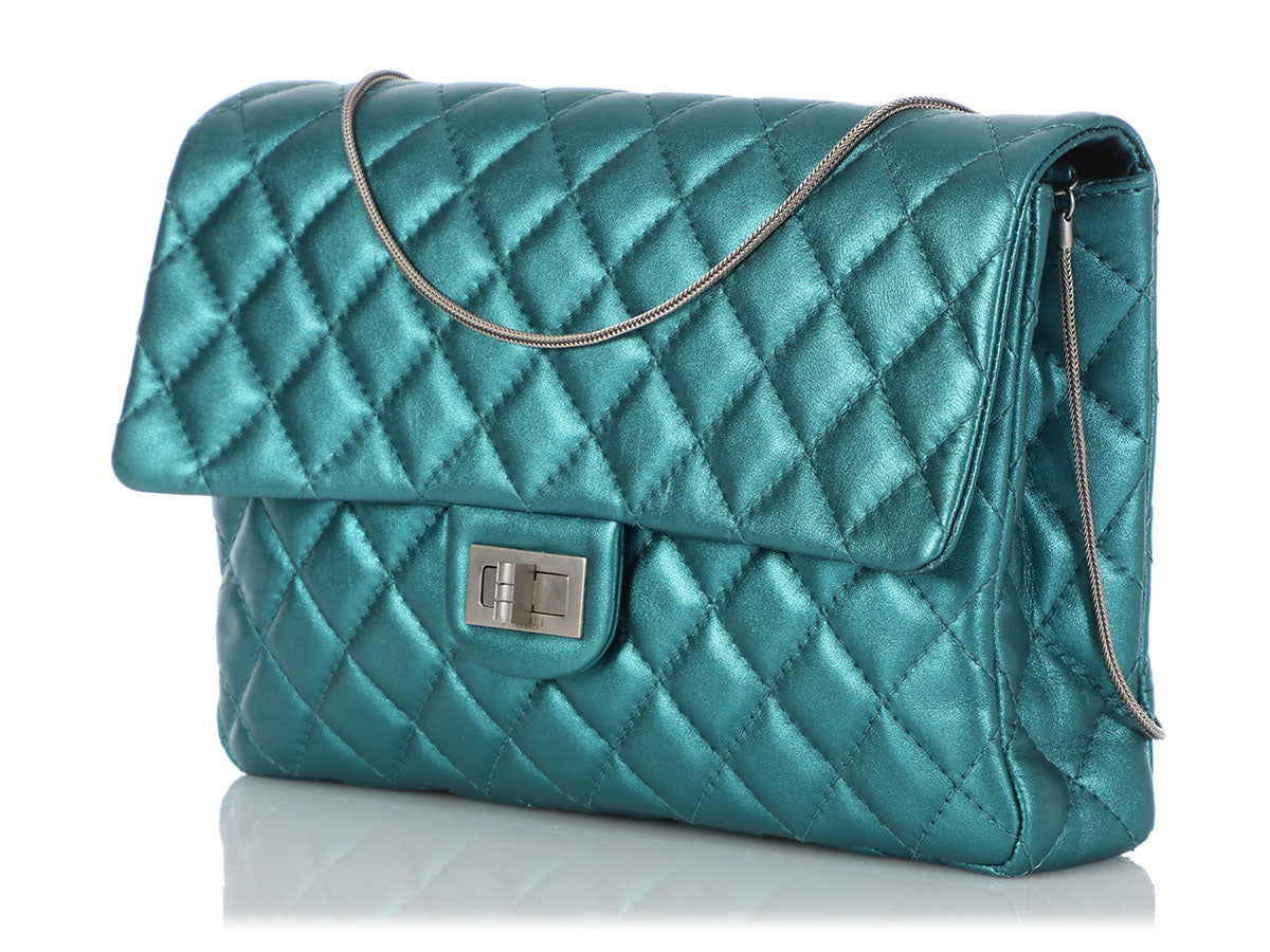 Chanel Metallic Turquoise Quilted Calfskin Reissue Clutch