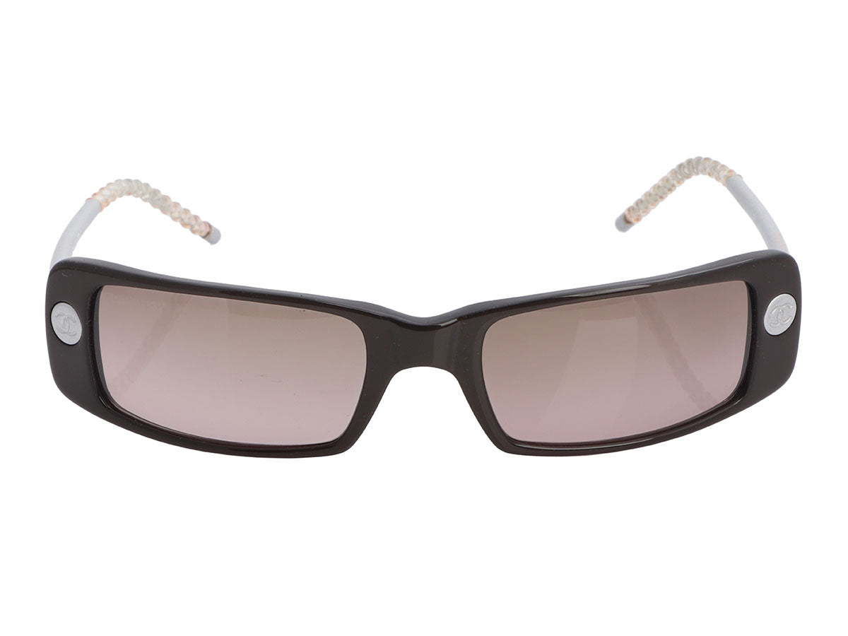 Chanel Small Brown Rectangle Sunglasses