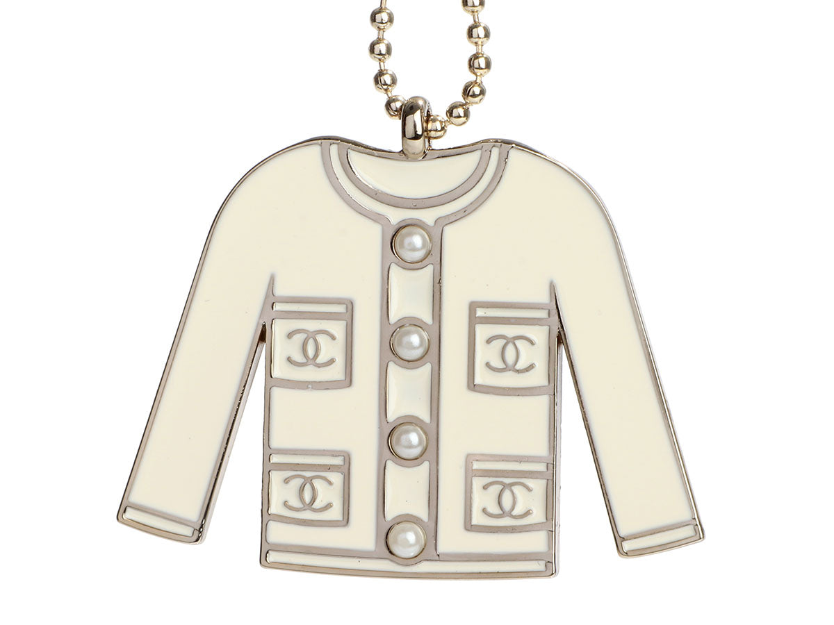Chanel White Classic Jacket Bag Charm/Key Chain