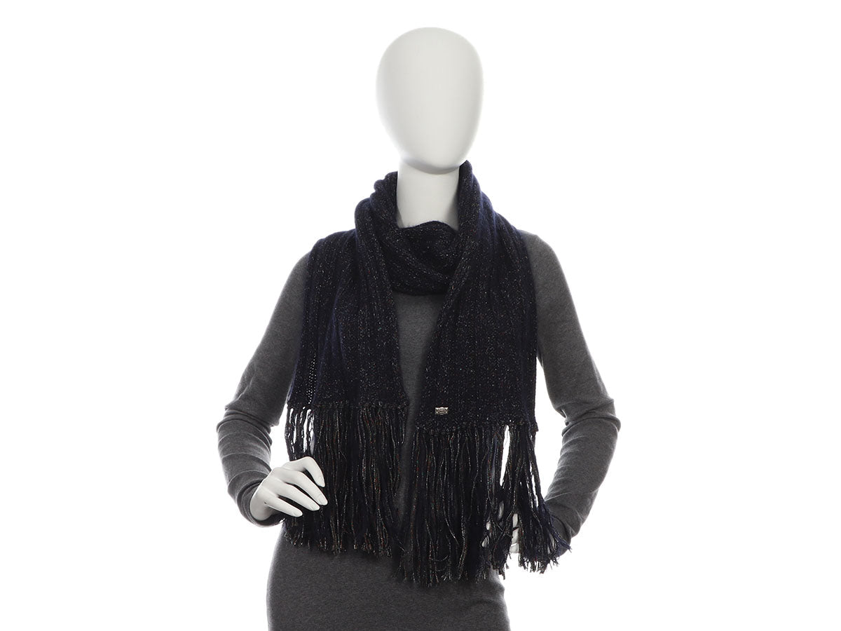 Chanel Navy Blue Knit Scarf