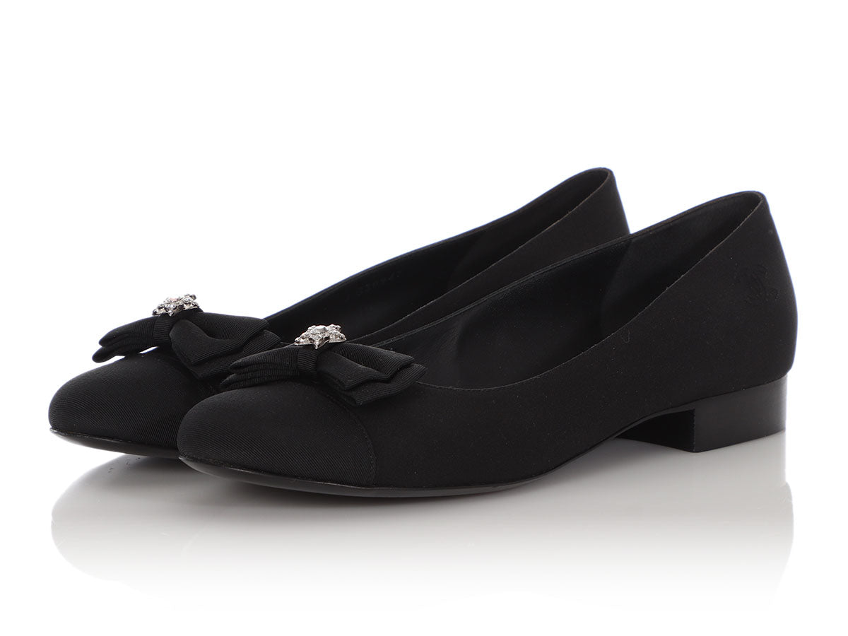 Chanel Black Crepe Flats