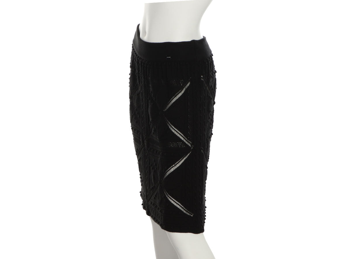 Chanel Black Cotton Knit Skirt