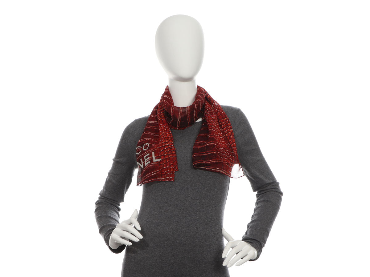 Chanel Orange Croco Chanel Silk Mousseline Shawl