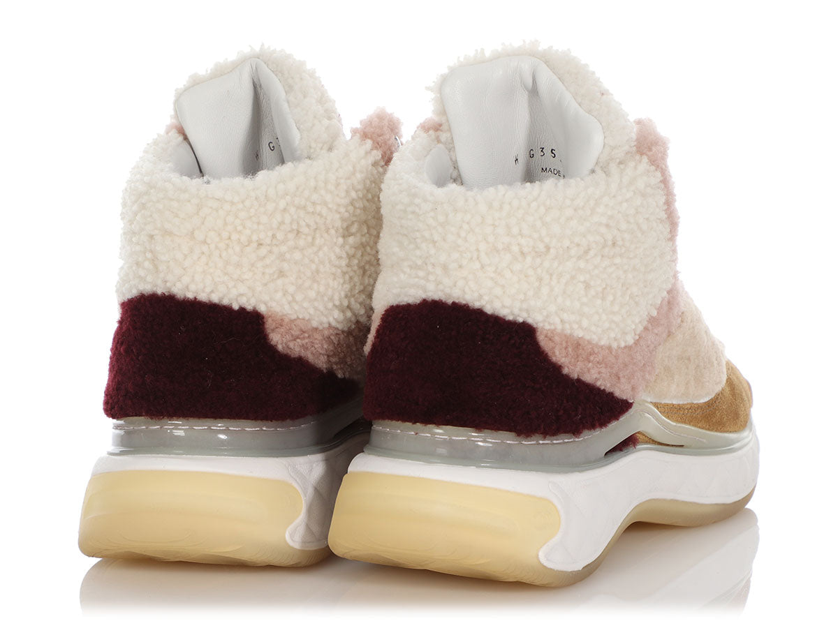 Chanel Shearling High Top Sneakers