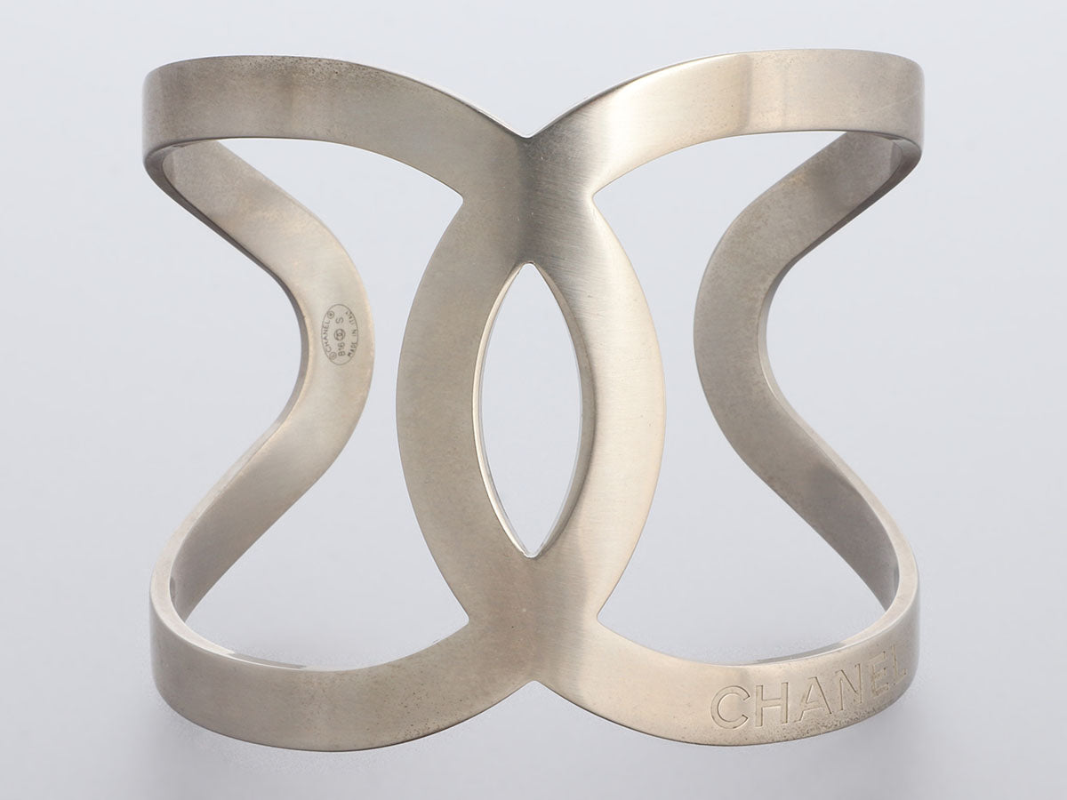 Chanel Large Open-Cut Logo Bangle
