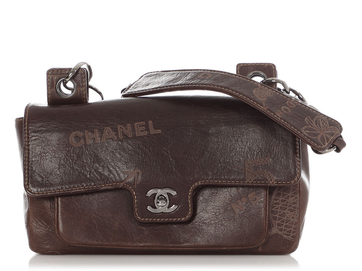 Chanel  Brown Coco Mademoiselle Graffiti Flap