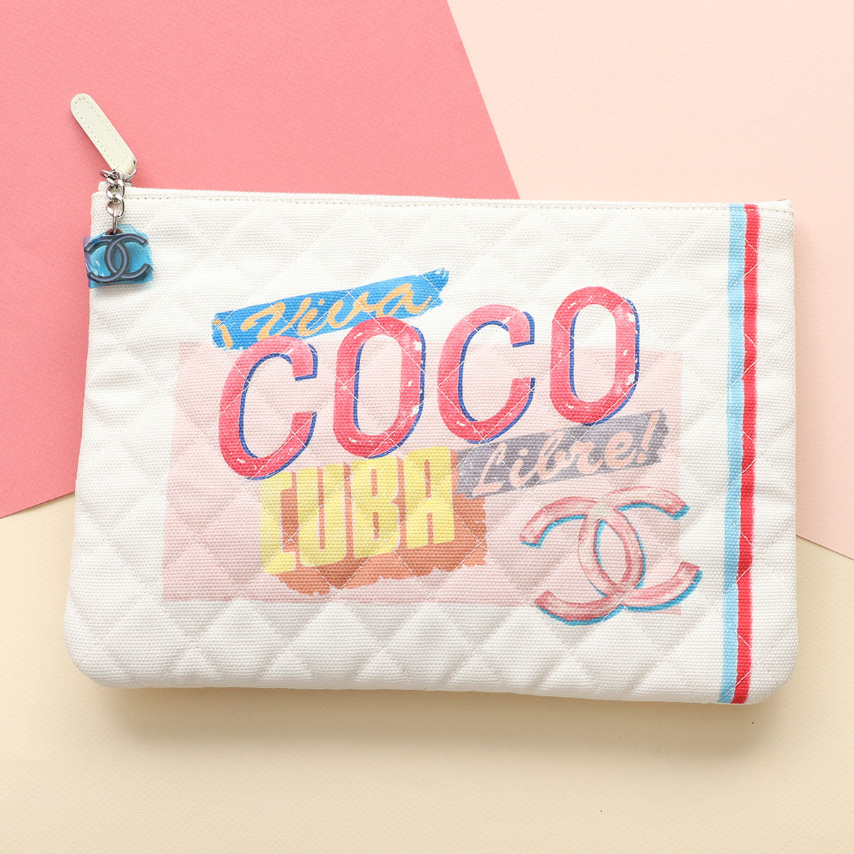 Chanel LE Quilted Fabric Viva Coco Libre Cuba O-Case