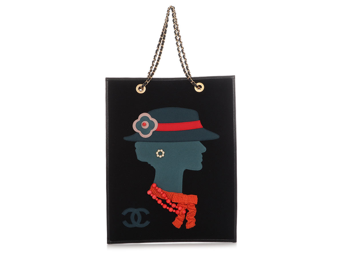 Chanel  Black Wool Coco Silhouette Tote