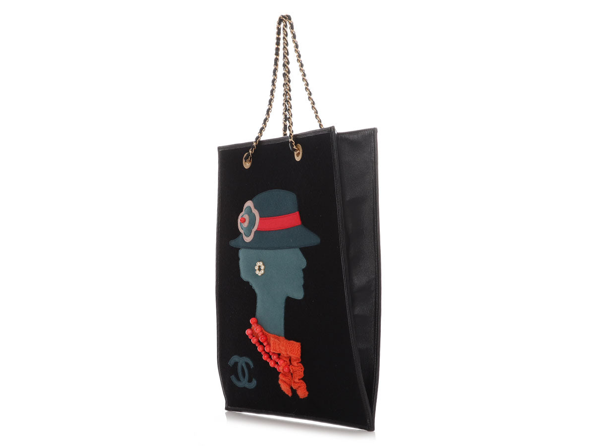 Chanel Black Wool Coco Silhouette Tote