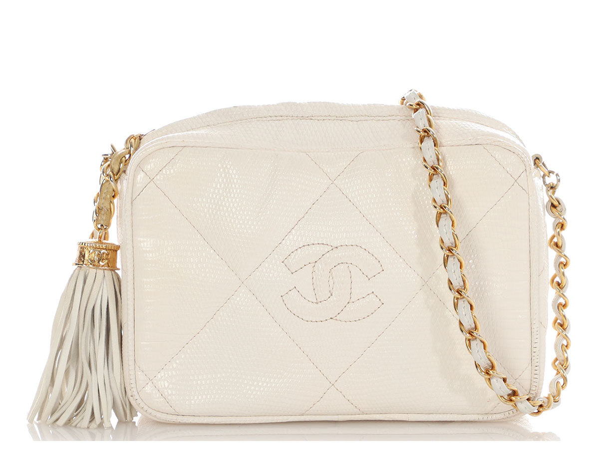 Chanel  Small White Lizard Camera Bag