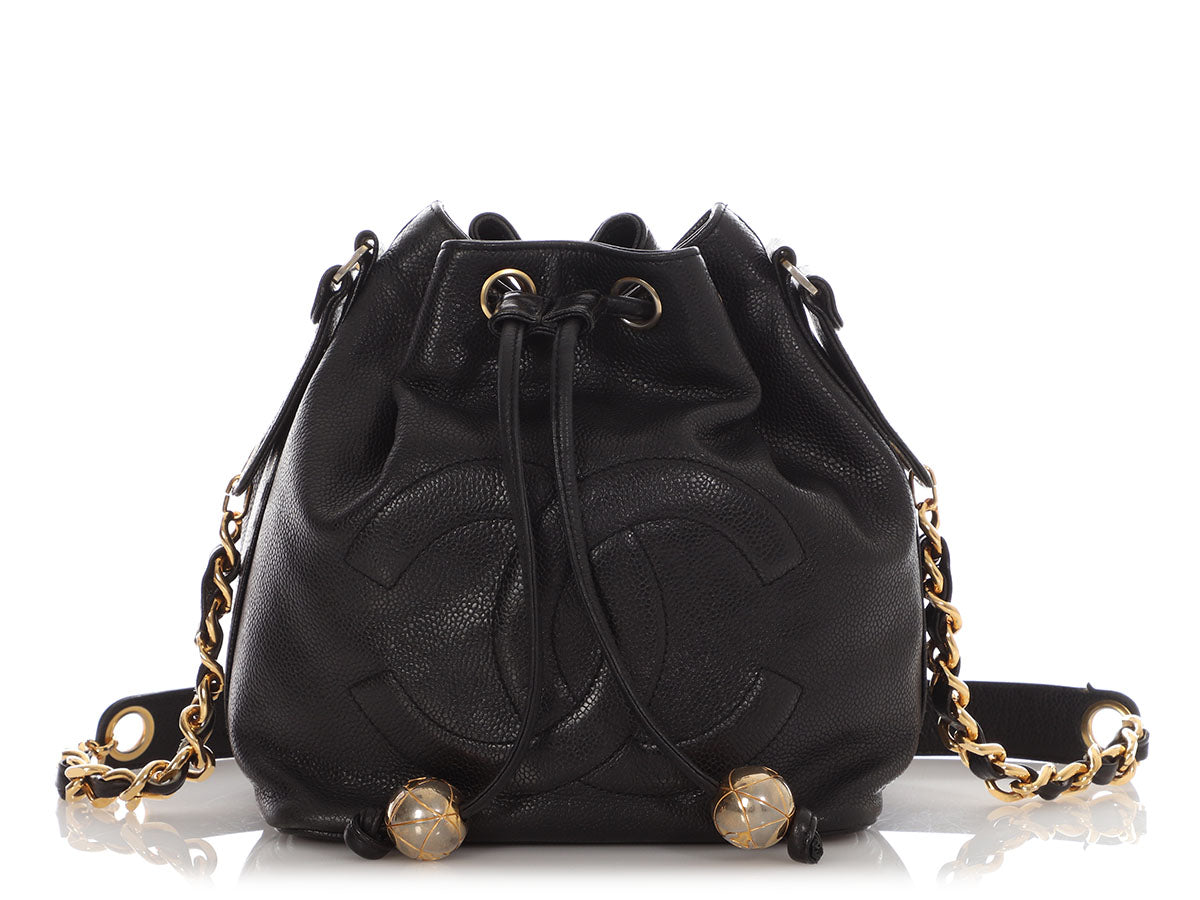 Chanel  Small Black Caviar Drawstring Bucket Bag