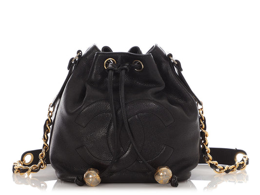 Chanel  Small Black Caviar Drawstring Bucket Bag