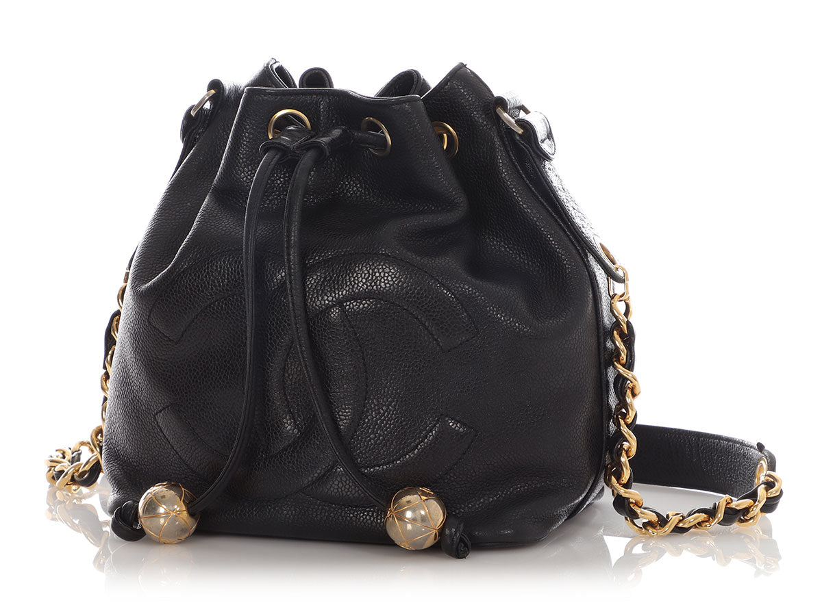 Chanel Small Black Caviar Drawstring Bucket Bag