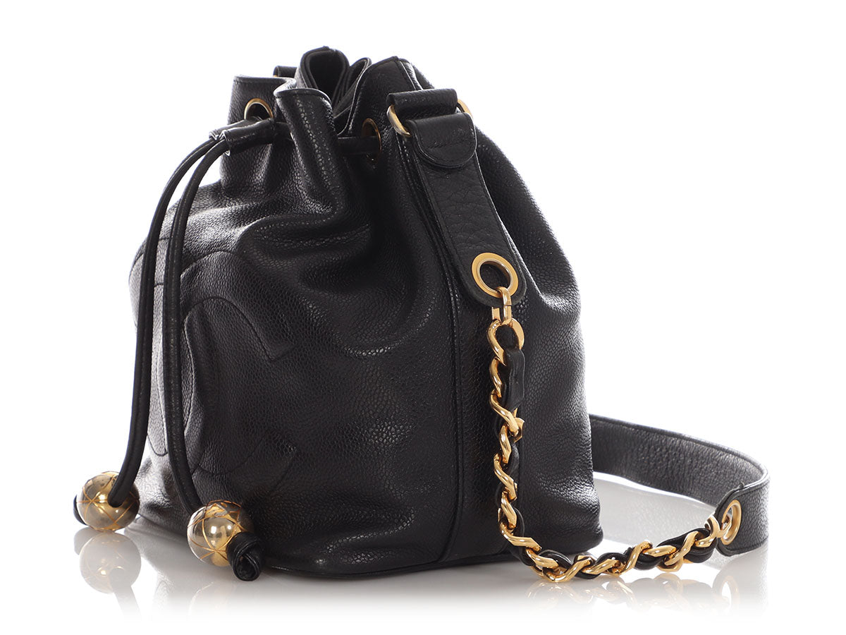 Chanel Small Black Caviar Drawstring Bucket Bag