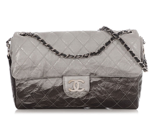 Chanel Black Quilted Vinyl Melrose DÃ©gradÃ© Flap