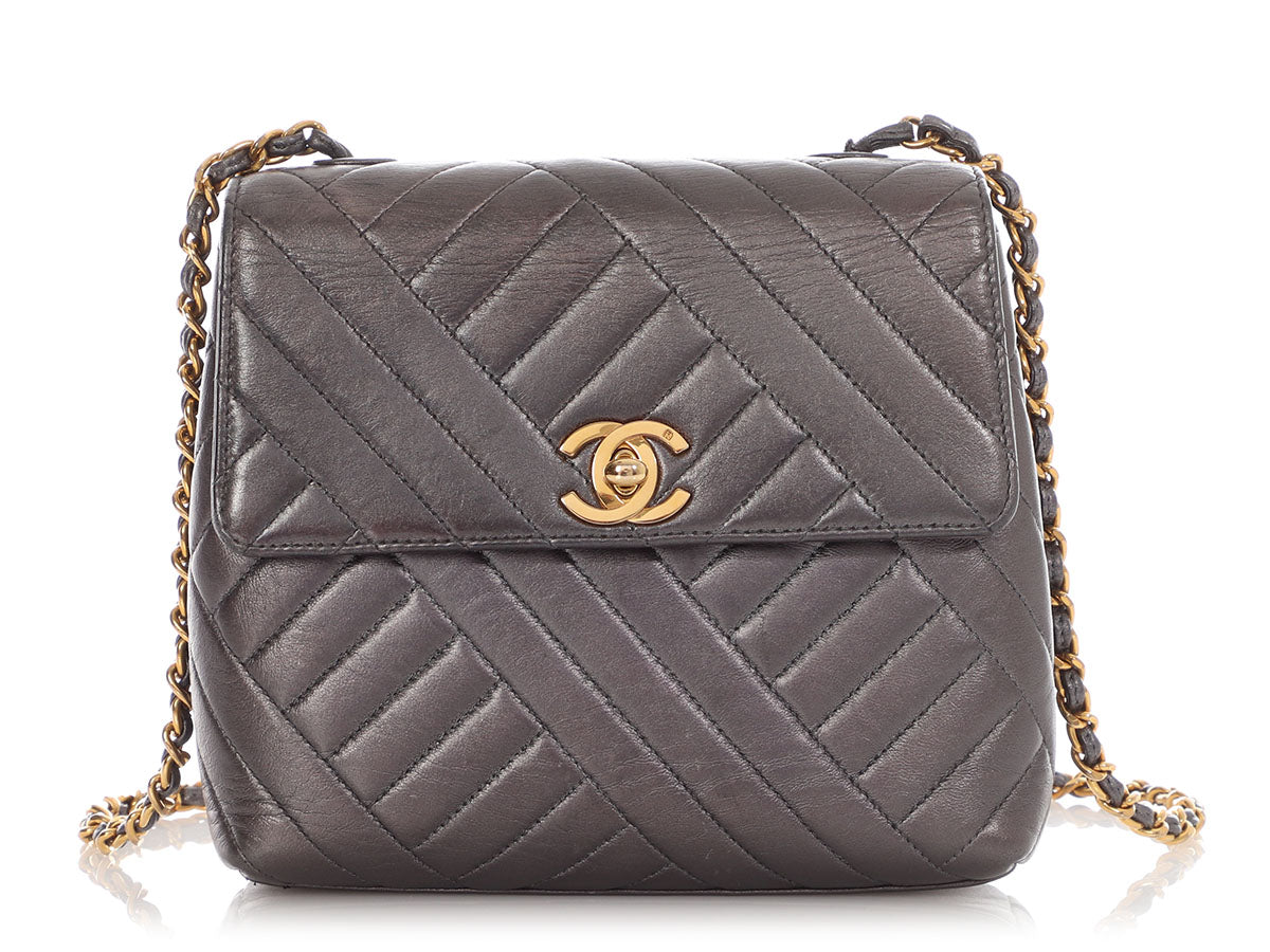 Chanel  Mini Pewter Quilted Lambskin Flap