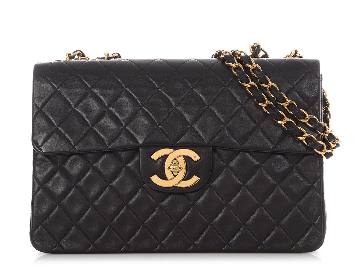 Chanel  XL Jumbo Black Quilted Lambskin Classic Single Flap