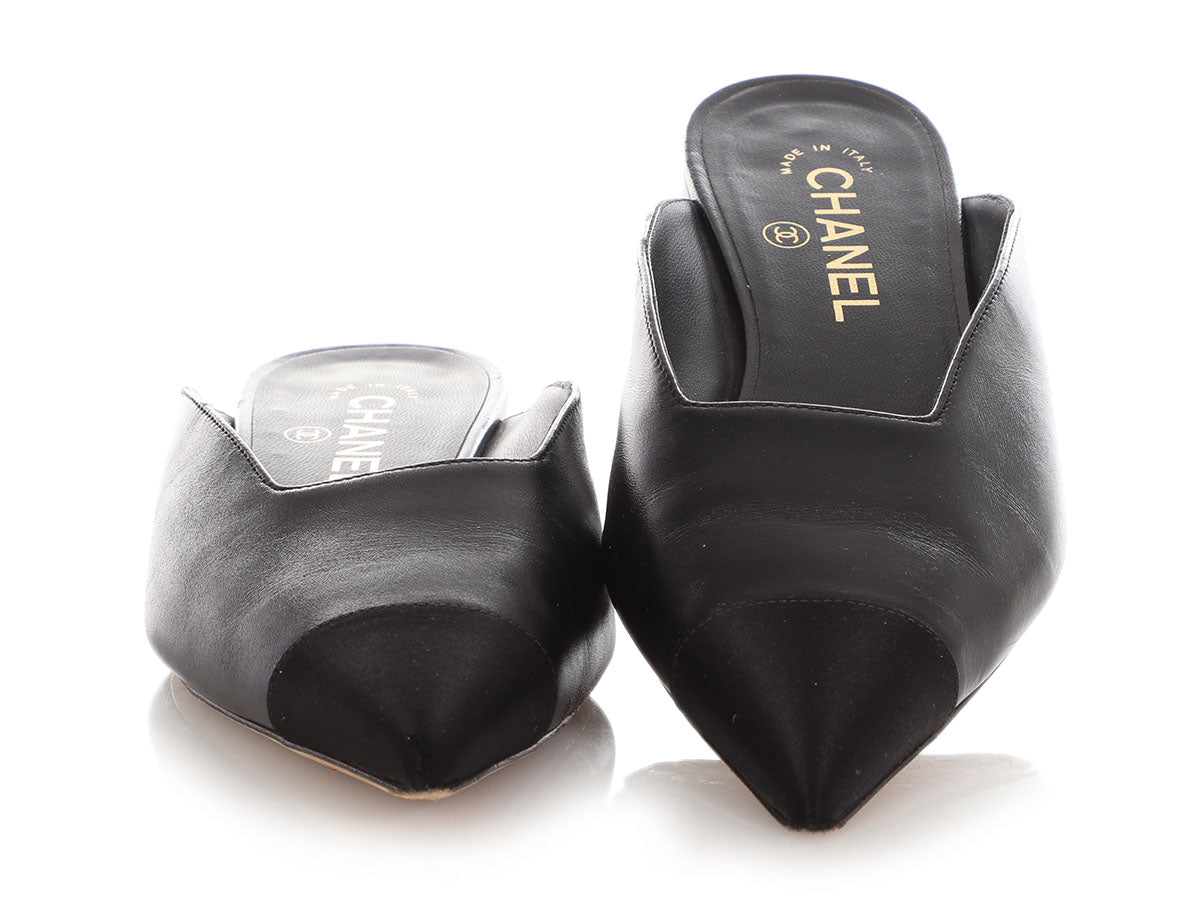 Chanel Black Pointed Toe Mules
