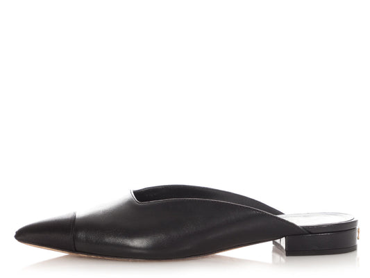 Chanel Black Pointed Toe Mules