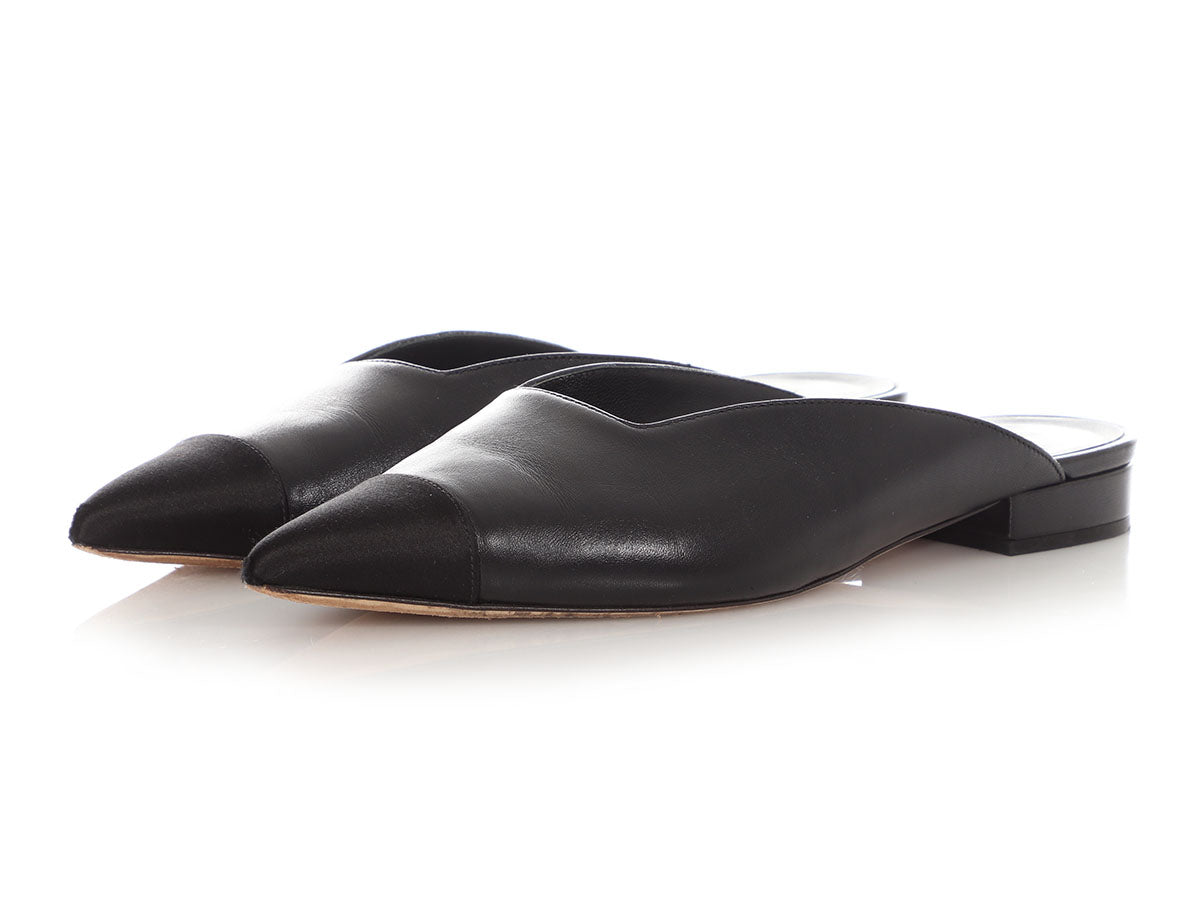 Chanel Black Pointed Toe Mules