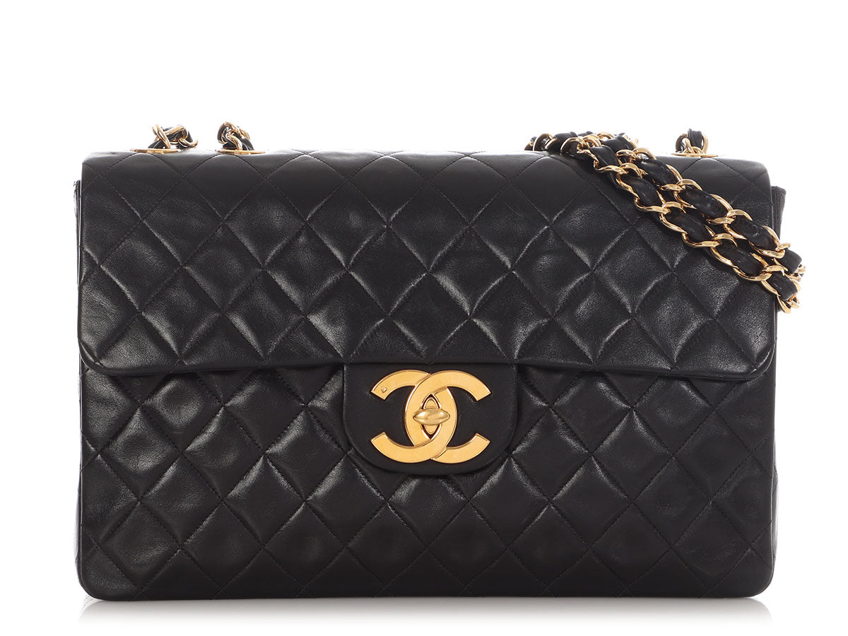 Chanel  Extra Large Black Quilted Lambskin Classic Flap