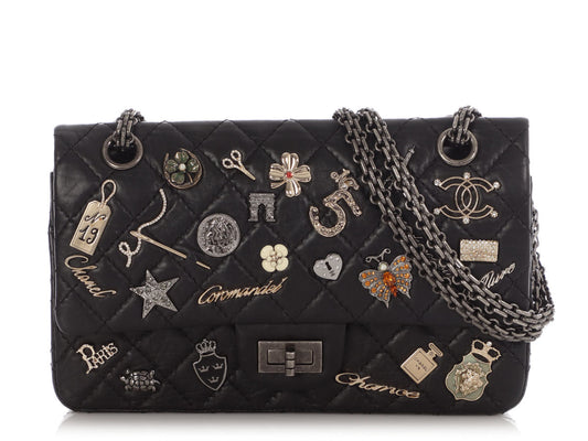Chanel Black Quilted Aged Calfskin Lucky Charms Reissue 225
