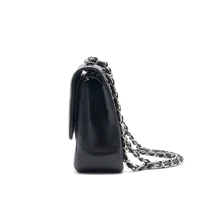 Chanel Jumbo Size Double Flap Caviar with Silver Hardware Shoulder Bag