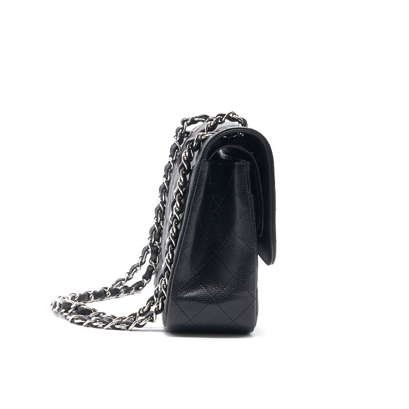 Chanel Jumbo Size Double Flap Caviar with Silver Hardware Shoulder Bag