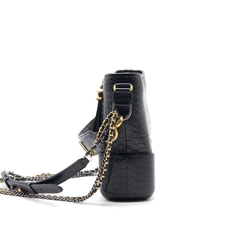 Chanel’s Medium Gabrielle Hobo Bag Crocodile Embossed Calfskin Black