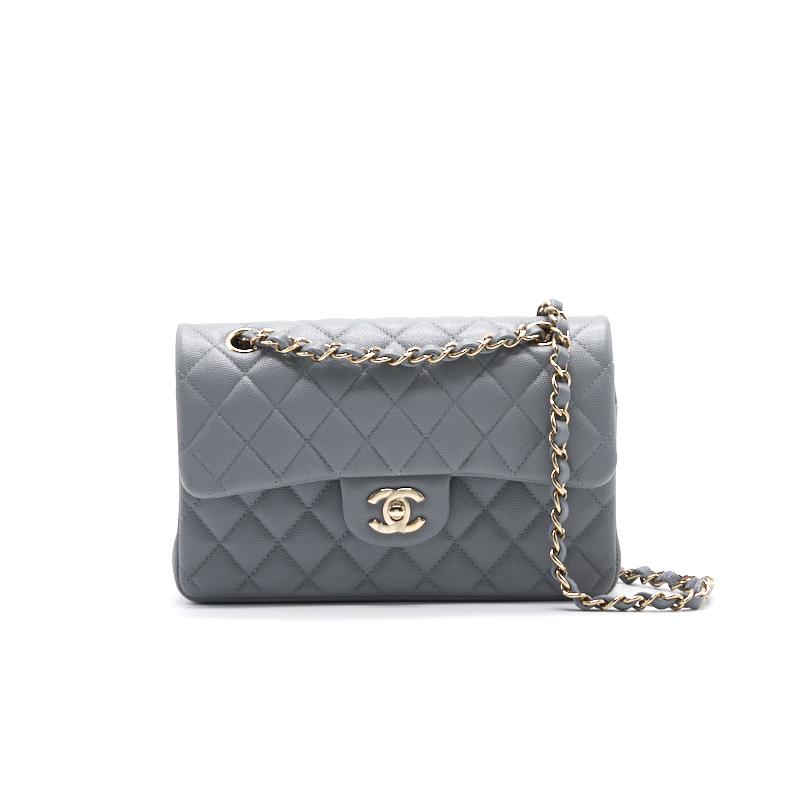 Chanel Cavier Small Classic Flap 20c Grey Shoulder Bag