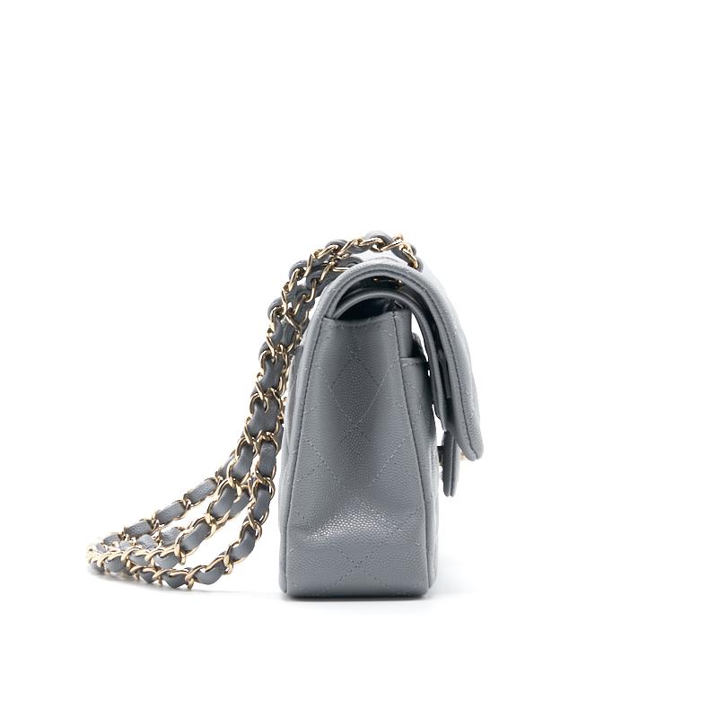 Chanel Cavier Small Classic Flap 20c Grey Shoulder Bag