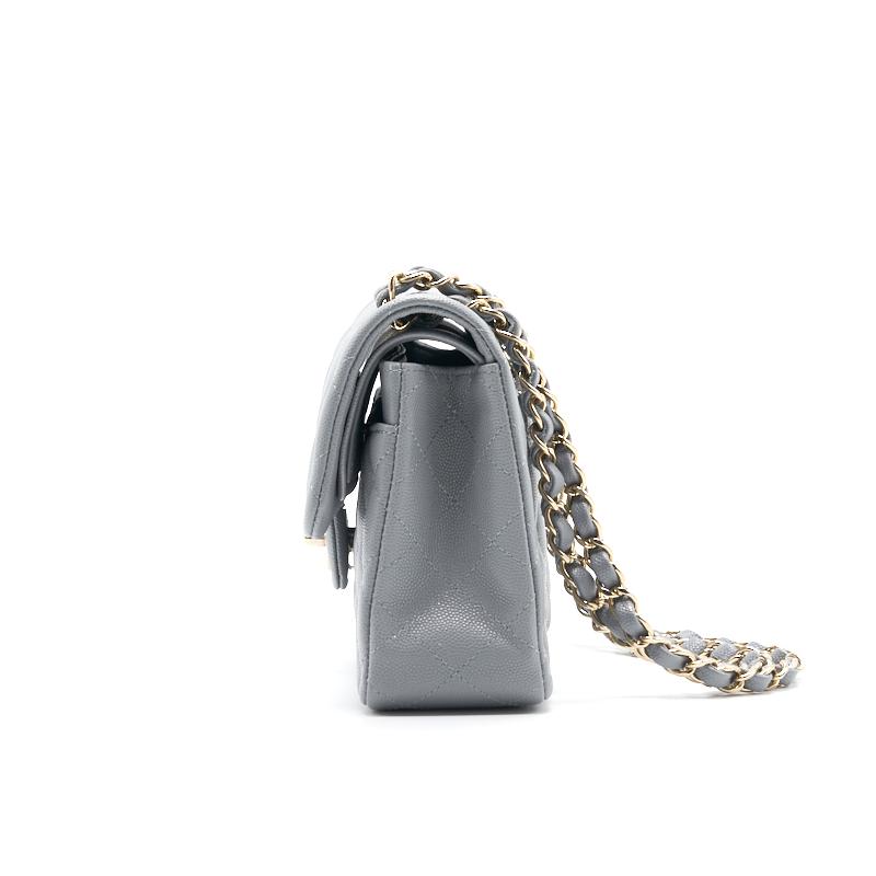 Chanel Cavier Small Classic Flap 20c Grey Shoulder Bag