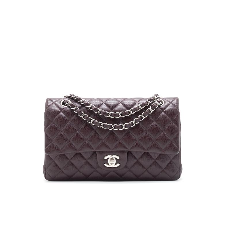 Chanel Medium cavier Classical double flap burgundy with SHW Shoulder Bag