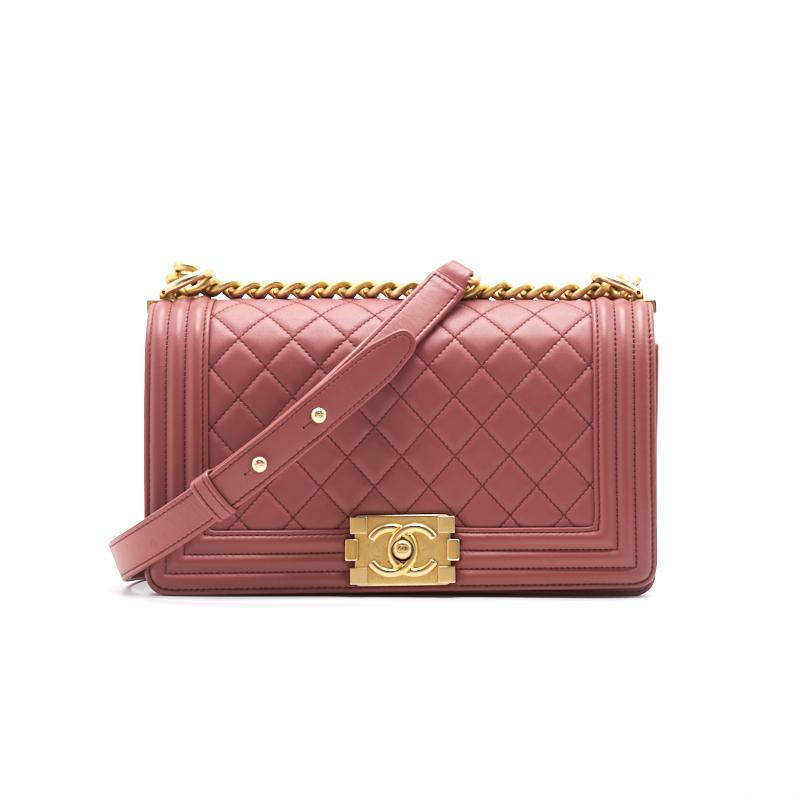 Chanel Calfskin Old medium Leboy dark pink Handbag